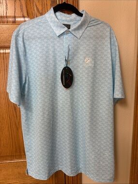 Ko Olina Men's Light Blue Patterned Golf Polo with Logo